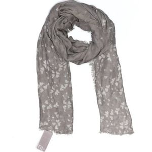 Tilo Heart Print Scarf/wrap Gray W/ Eyelash Fringe 100% Modal